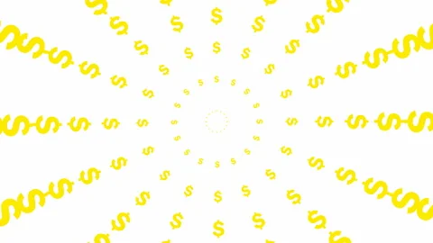 Yellow dollar circles white Video stock 228302408