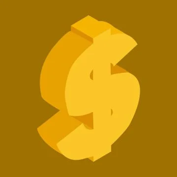 Yellow dollar sign in 3D. Vector illustration Stock Illustration