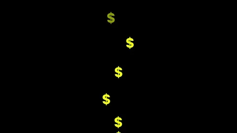 Yellow dollar signs falling on black background with motion effect for fina.. Stock Footage 329145114