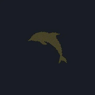 Yellow dolphin vector silhouette created from dots Stock Illustration