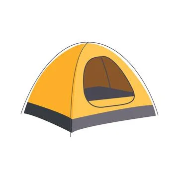 Yellow Dome Camping Tent Vector Illustration for Outdoor Adventure Travel Illustrazione stock