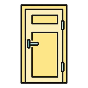 Yellow door with a light blue handle object Illustration