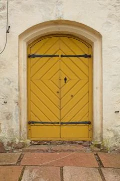 Yellow door. Stock Photos
