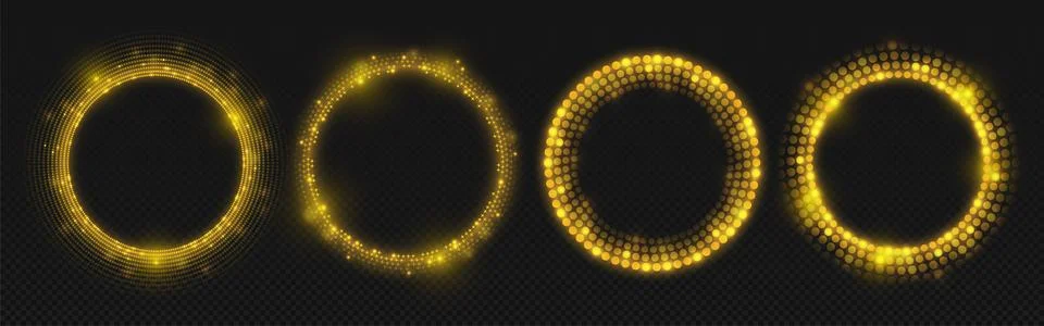 Yellow dot circles set on transparent background 스톡 일러스트