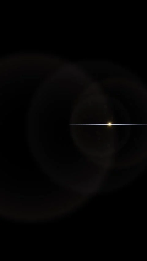 Yellow dot with white line glows against black background Stock Footage 328567695