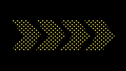 Yellow Dots arrow icon isolated on black background. Halftone arrow. Dotted arro Stock Footage 256538254