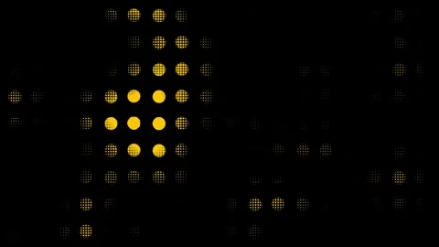 Yellow dots creates a digital pattern on black background, technology, data flow Stock Footage 336548407