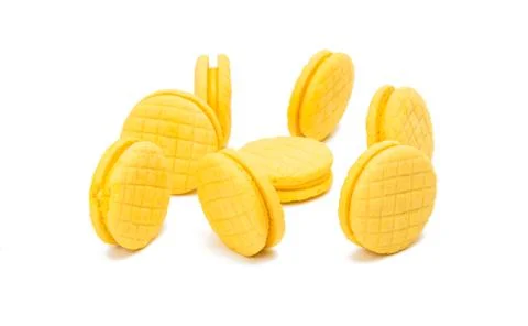 Yellow double fruit biscuits Stock Photos