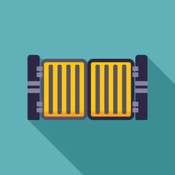 Yellow double sliding automatic gate closing in modern style Illustrazione stock