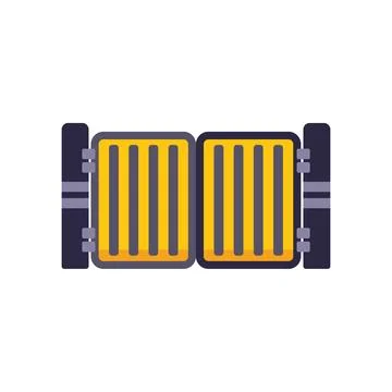Yellow double sliding gate closing building entrance Stock Illustration