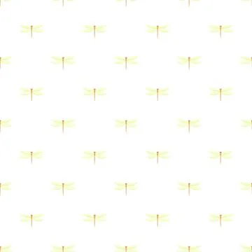 Yellow dragonflies creating a seamless summer pattern Illustrazione stock