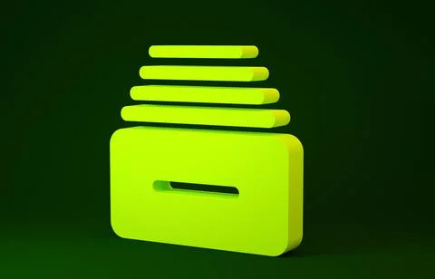 Yellow Drawer with documents icon isolated on green background. Archive paper Stock Illustration