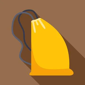 Yellow drawstring gym bag flat vector graphic Stock Illustration