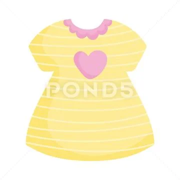 Yellow dress with heart love and stripes fashion icon Stock Illustration