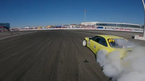 Yellow drift car 動画素材 147529520
