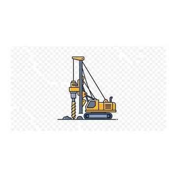 Yellow drill rig excavator machine boring in ground 库存插图