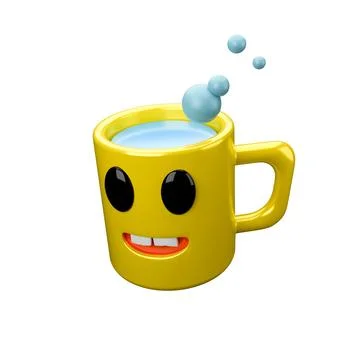 Yellow drinking glass 3D rendering on white background have work path. Yell.. Stock Illustration