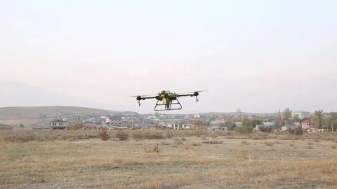 Yellow drone in the air 8 Stock Footage 318848656