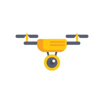 Yellow drone hovering with camera ready to film Stock Illustration