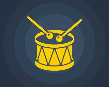 Yellow drum on black background. Stock Illustration
