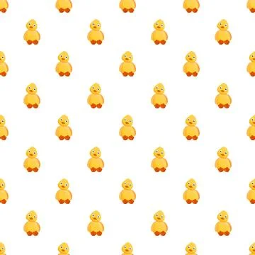Yellow duck chicks creating seamless pattern background Stock Illustration