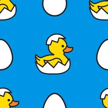 Yellow duck with eggs. Easter day Seamless Pattern Stock Illustration
