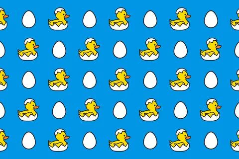 Yellow duck with eggs. Happy Easter day pattern Stock Illustration