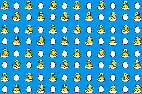 Yellow duck with eggs. Happy Easter day pattern Stock Illustration