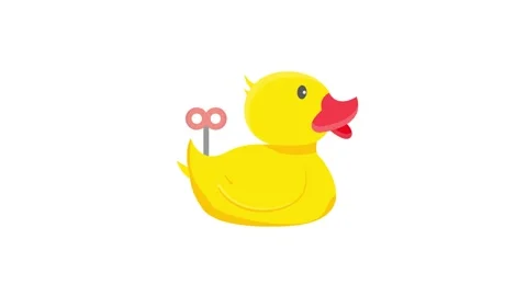 A yellow duck holding a pair of scissors in its beak, set against a plain b.. Stock Footage 332540880