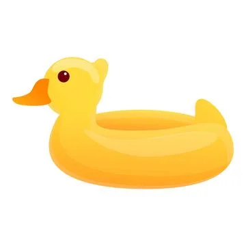 Yellow duck inflatable ring icon, cartoon style Ilustración de archivo