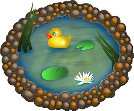 Yellow Duck on a Pond Stock-Illustration