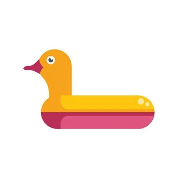 Yellow duck shaped inflatable pool float illustration on white background Stock Illustration