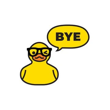 Yellow duck with speech bubble isolated on white Stock Illustration