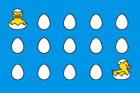 Yellow ducks chicks hatching from the eggs Stock Illustration