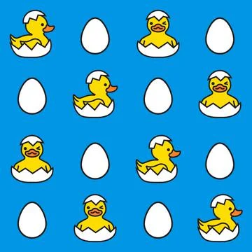 Yellow ducks chicks hatching from the eggs Stock Illustration