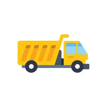 Yellow dump truck transporting materials on construction site Stock Illustration