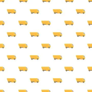 Yellow dump trucks working construction transportation seamless pattern 库存插图