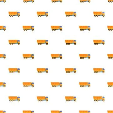 Yellow dumper truck pattern creating seamless background Stock Illustration