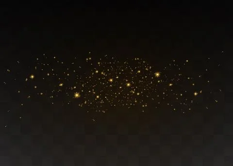 Yellow dust. Beautiful light flashes. Dust particles fly in space. Bokeh effect Stock Illustration