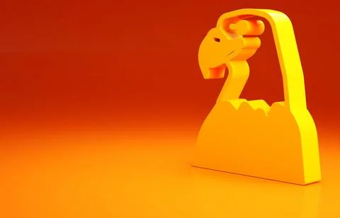 Yellow Eagle head icon isolated on orange background. Animal symbol. Minimali 스톡 일러스트