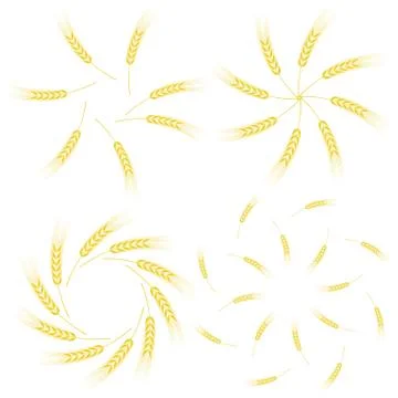 Yellow Ears of Wheat Icon Set イラスト素材