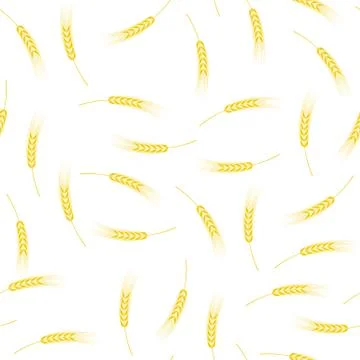 Yellow Ears of Wheat Seamless Pattern 스톡 일러스트