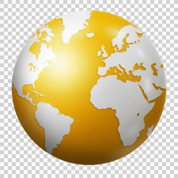 Yellow earth globe isolated on transparent background Illustrazione stock