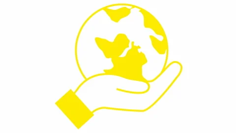 Yellow earth in hand white Video stock 194014859