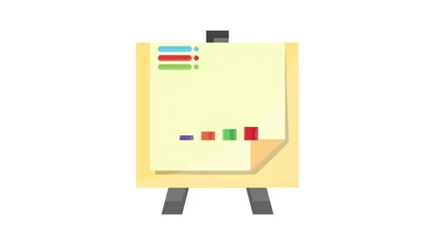 A yellow easel featuring a graph chart, representing data insights and perf.. Stock Footage 332479711