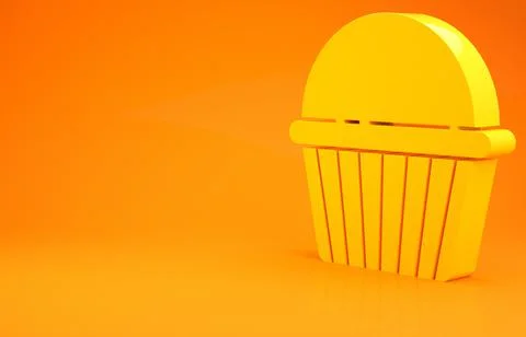 Yellow Easter cake icon isolated on orange background. Happy Easter. Minimali Illustrazione stock
