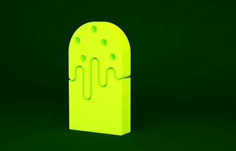 Yellow Easter cake icon isolated on green background. Happy Easter. Minimalis Stock Illustration
