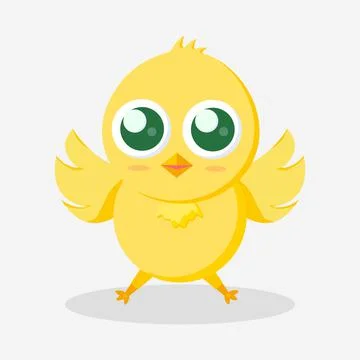 Yellow Easter chicken on a white background - Vector Stock Illustration