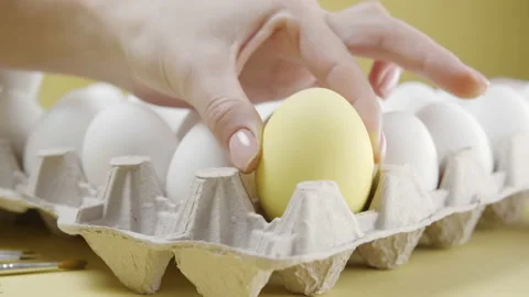 Yellow easter egg close up Stock Footage 147614774