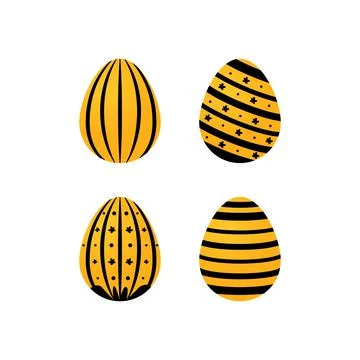 Yellow easter egg different motif design vector Stock Illustration